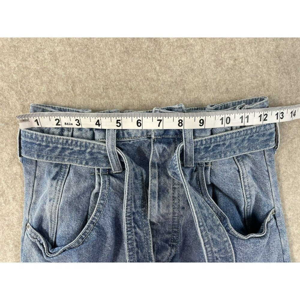 Free People We The Free Sz 25 East of Eden Belted Denim Frayed Mini Skirt - Picture 11 of 13